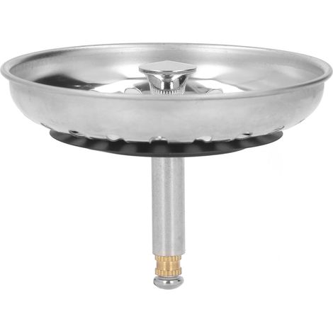 Panier de crépine d'évier de cuisine en acier inoxydable avec bouchon de fond pour bonde standard de 79 mm de diamètre extérieur. (1/5)