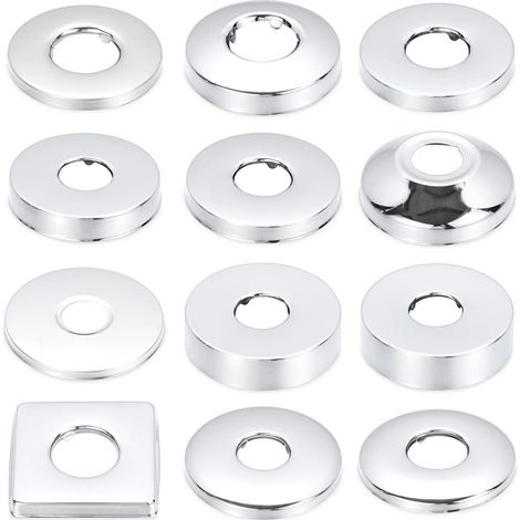 Lot de 2 rosace robinet douche de Ø 26 mm (3/4") - rosace mitigeur douche,cache tuyau en acier inoxydable - rosace pour robinets de douche,robinets,radiateurs(argent, 80 x 30) (1/5)