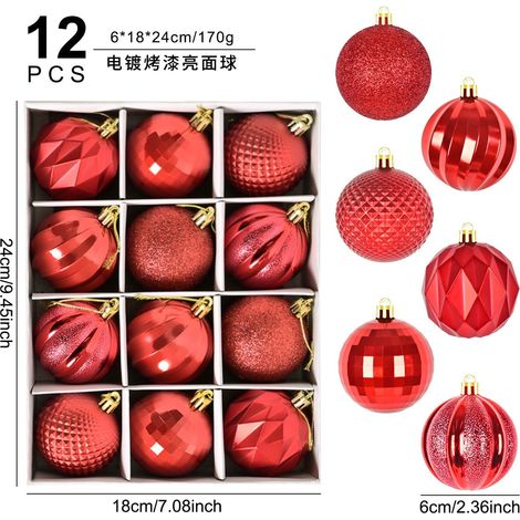 Boule De Décoration De Noël - Boule En Plastique Métallisé - Pour Arbre De Noël Intérieur Fête Mariage - 12 Pièces (1/2)