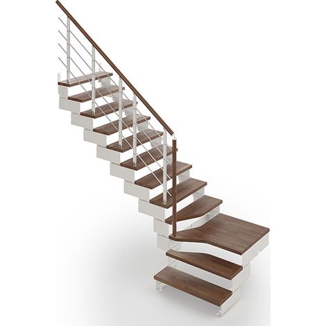 Viertelgewendelte Treppe mit 12 stufenanzahl - Zu erreichend Höhe 2.28 à 2.86m -  Breite 85 cm - Nussbaum und Anthrazit - COMPO85RH-L-SBMN12