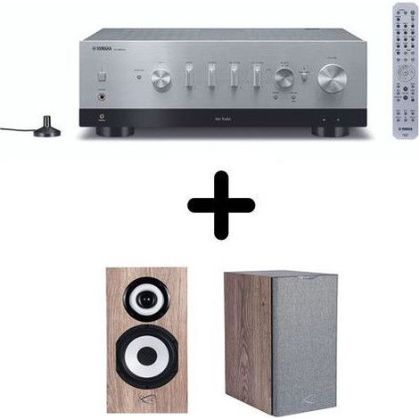 Amplificatore Hi-Fi Yamaha R-N800A Argento + una coppia di diffusori da scaffale Cabasse Minorca MC40 Rovere