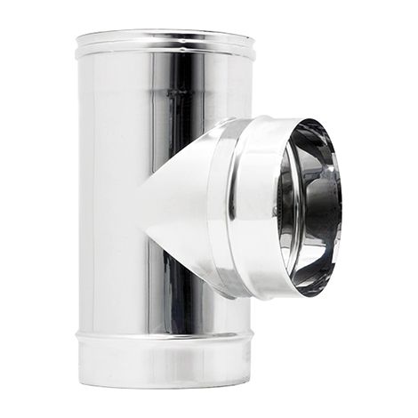 RACCORDO A TEE 90 MASCHIO CENTRALE MONOPARETE ACCIAIO INOX AISI 316 ø110 CORDIVARI SRL
