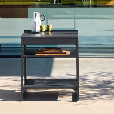 Cuisine extérieure acier 2 étagères L80cm noir - Kea