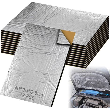 Lot de 12 plaques d'isolation en Aluminium de butyle, 400 x 250 x 5 mm Isolation Ignifuge, Imperméables Anti bourdonnement pour Isolation Acoustique et Isolation Thermique dans Les (1/5)