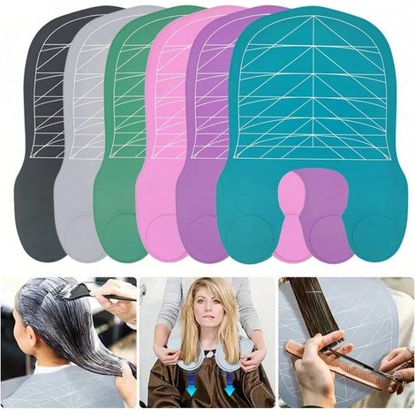 1pc Cape de coiffure en silicone, anti-casse des cheveux, pour couper, colorer et lisser, cape de coiffure à motif carreaux et rayures, gris (1/4)