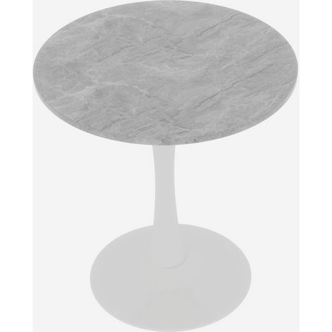 Table d’appoint ronde blanche 70 cm en marbre artificiel style moderne (1/5)