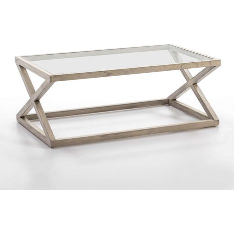 Table basse arrondo - Bois clair, gris, transparent, beige