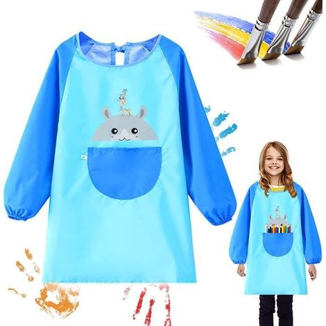 Tablier de Peinture Enfant Imperméable avec Manches Longues - Blouse Peinture Enfant