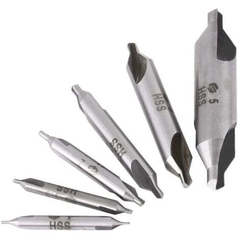 6-teiliges HSS-Zentrierbohrer-Set (60°) Ø 1/1,5/2/2,5/3/5 mm für Metall