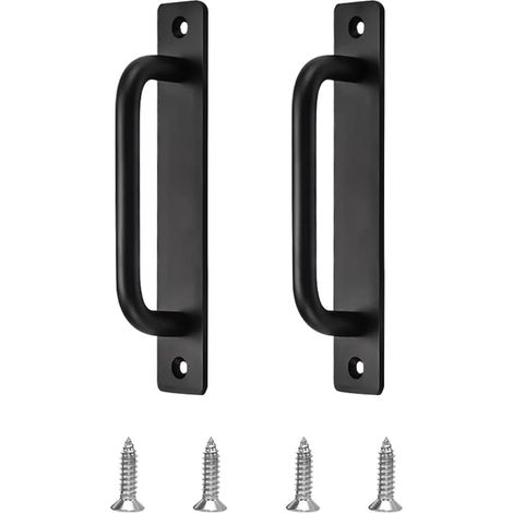 Lot de 2 poignées de porte coulissantes noir mat, poignées de porte de grange extérieure, poignées de porte de cuisine, quincaillerie pour portes coulissantes WWLAI TRADING SARL (1/4)