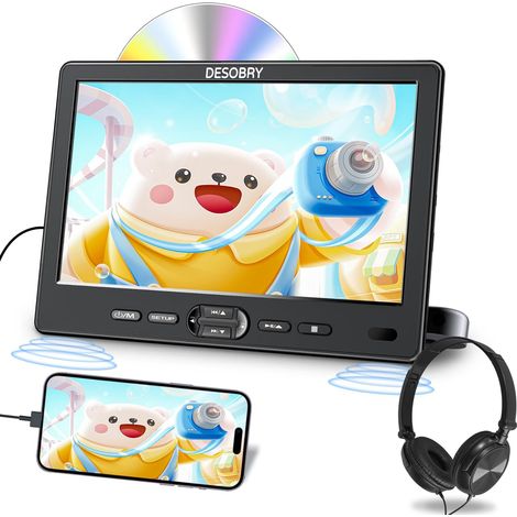 Lecteur DVD Voiture 10,5" Appuie-tête HDMI Portable USB/SD Entrée HDMI compatible jusqu'en 1080P pour connecter téléphone, PC, console, Raspberry Pi et autres appareils. (1/5)