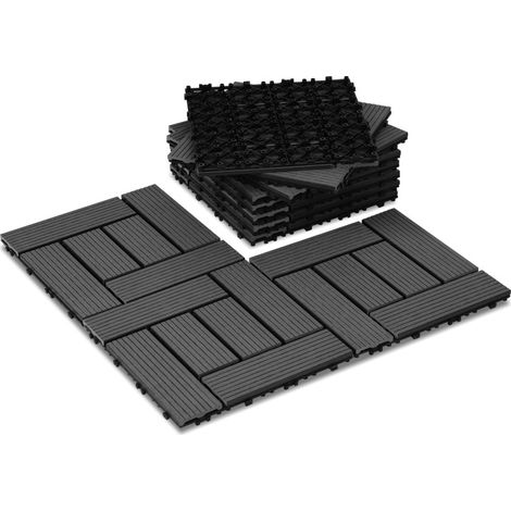 SWANEW Lastra per terrazza Piastrelle per terrazza esterna in WPC, 30x30 cm, resistente agli agenti atmosferici, sistema a innesto, antracite 33 pezzi (1/5)