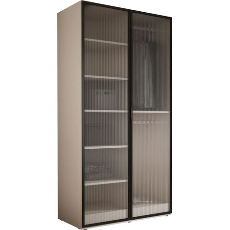 Armoire : Beige Sable / Verre Rainuré, 100 x 200 x 51 cm (1/5)