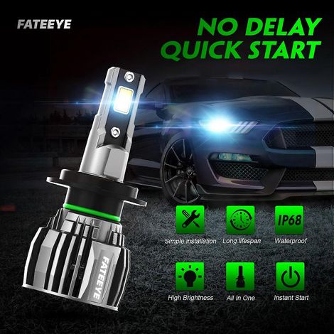 Ampoules LED antibrouillard H7, étanches, 6500 K, 60 W, 13000 lm, éclairage LED puissant