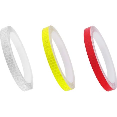 3 Pcs Ruban D'avertissement Réfléchissant, Sécurité Réfléchissant Avertissement éclairage Autocollant Ruban Adhésif Rouleau Bande pour véhicules Voitures Remorques Vélos Casques (3 couleurs) (1/5)