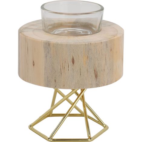 Porte-bougie Décoratif en Bois et Métal avec Coupe - Idée Cadeau Élégant (1/5)