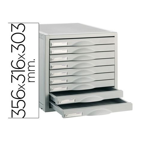Fichero cajones de sobremesa 8409c 356x316x303 mm 9 cajones color gris