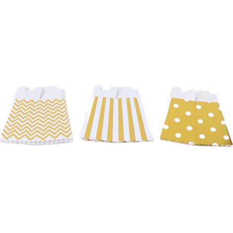 Lot de 36 boîtes à popcorn en papier, grande capacité, ouverture sur le dessus, légères et portables, couleur or. (1/5)