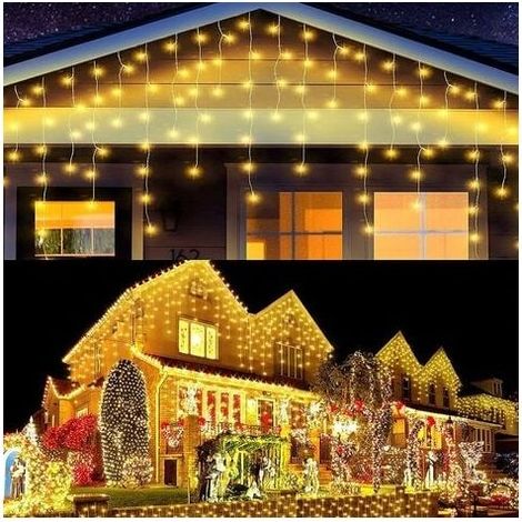 10M 400 LEDs Rideau Lumineux 8 Mode Éclairage, Décoration à Guirlande Lumineuse Pluie Étanche de Fête Noël Mariage Maison, Lampe Ambiance Lumière Blanc Chaud (1/5)