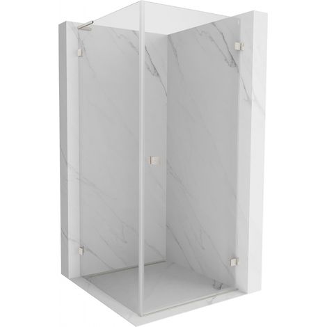 Mexen Lunar-B L Duschkabine, rechte Ausführung, 90 x 90 cm, transparent, gebürsteter Nickel - 832L-090-090-97-00-P (1/5)
