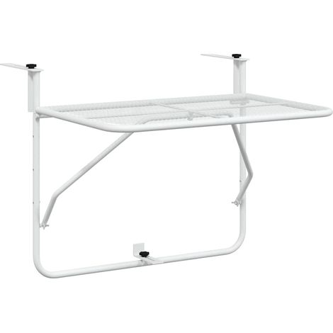 vidaXL Tavolo da Balcone Bianco 60x40 cm in Acciaio