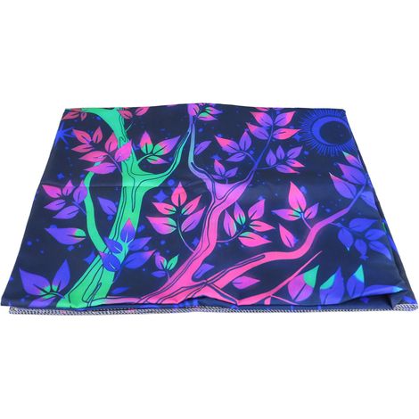 Tenture murale fluorescente Arbre de Vie Coloré, tissu doux et résistant, décoloration lente, avec accessoires, décoration chambre 230x180cm (1/5)