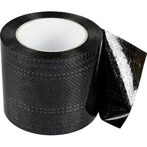 Ruban de réparation - 5cm x 6M - Tissu de réparation - Découpable - Autocollant - Étanche - Résistant à la déchirure - Convient aux camping-cars, auvents, sacs tissés et bâches de camion - noir (1/5)