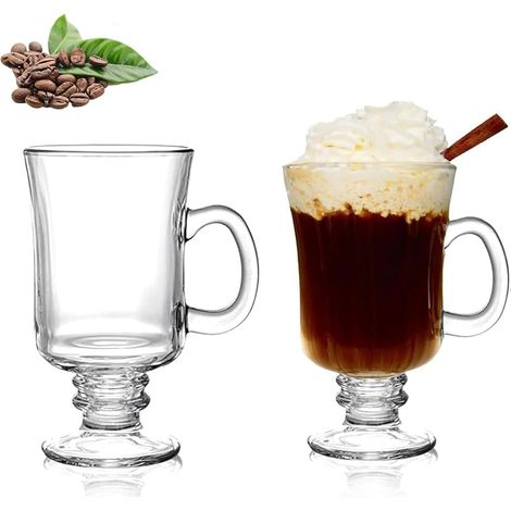 Wandige Kaffeegläser für Cappuccino, mit Griff, Latte Macchiato Glasses with Handle, Double-Walled Thermal Glass for Cappuccino, Latte, Tea, Coffee, Milk, Juice, Beer (1/5)