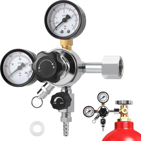1 Détendeur CO2, Double Manomètre W21.8, Sortie 8mm, Laiton, Pour Tireuse à Bière (1/5)