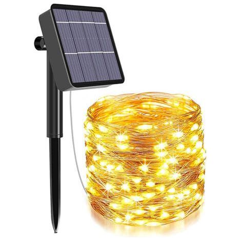 1 jeu de guirlandes lumineuses solaires 200 LED étanches 8 fonctions, 22 m (1/4)