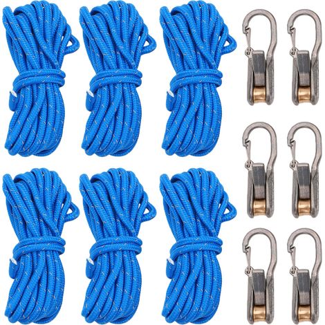 Outil de serrage de corde, 6 jeux d'arrimage haute résistance avec tendeur à rouleau pour Camping, bateau, usage domestique. (1/5)