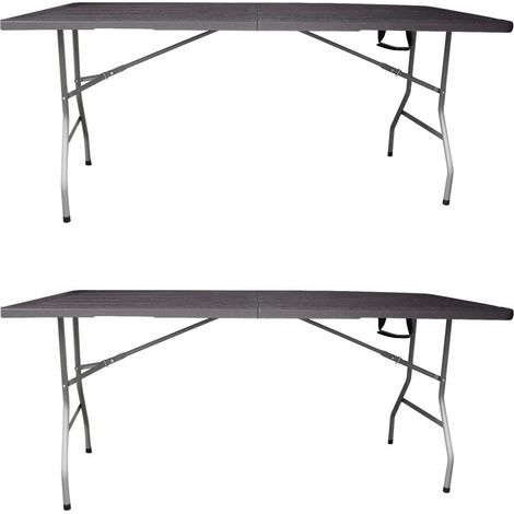 Mesa Plegable Rectangular 180x70x74cm Catering Mesa Resina con Patas de Acero Plegable para Eventos y terrazas