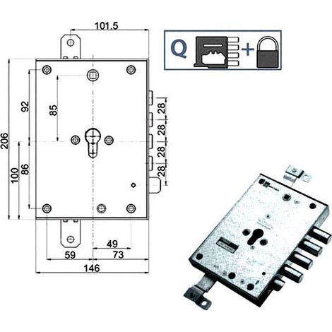 Cerradura Sic.Triple Izquierda 89371 Mottura