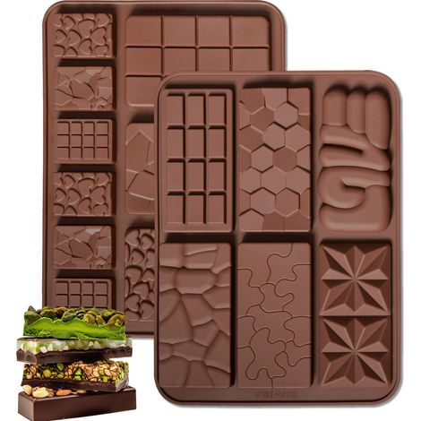 Schokoriegelform, Dubai-Schokoriegelform, 2-teilige Silikon-Schokoladenform, ideal für Schokoriegel, Wachsschmelzen, Proteinwaffeln und selbstgemachtes Gebäck (1/5)