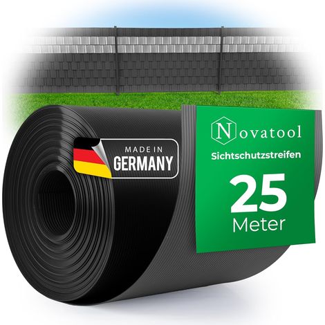 Bandes brise-vue Novatool PP rouleau de 25 m pour tapis à double fil ANTHRACITE RAL 7016-19 cm pour 10 rangées de bandes brise-vue pour clôtures à