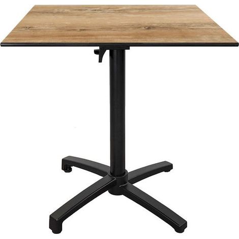 Table terrasse pliable en Compact HPL bois vintage 70 x 70