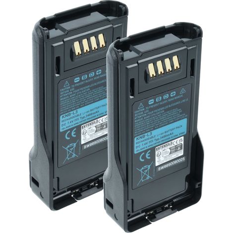 EXTENSILO 2x Akku kompatibel mit Kenwood VP6430, VP6330, VP8000 Funkgerät, Walkie Talkie (3400 mAh, 7,4 V, Li-Ion)