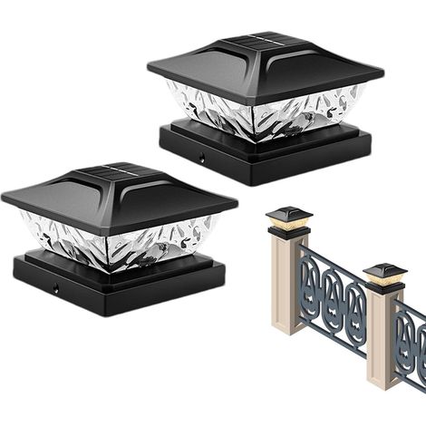 Lampes solaires extérieures pour clôture, lampe solaire de clôture Lumière de pilier de portail solaire,Lampes solaires extérieures imperméables, éclairage décoratif à énergie solaire LED 2 pièces p (1/5)