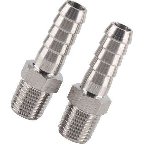 2 raccords rapides de tuyauterie en acier inoxydable BSPT mâle 1/4 po (BSPT 1/4-10 mm) (1/5)