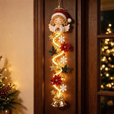 Décoration de porte de Noël lumineuse avec éclairage chaleureux décoration verticale pour intérieur et extérieur (porte d'entrée, porche, fenêtre, mur, manteau de cheminée). (1/5)
