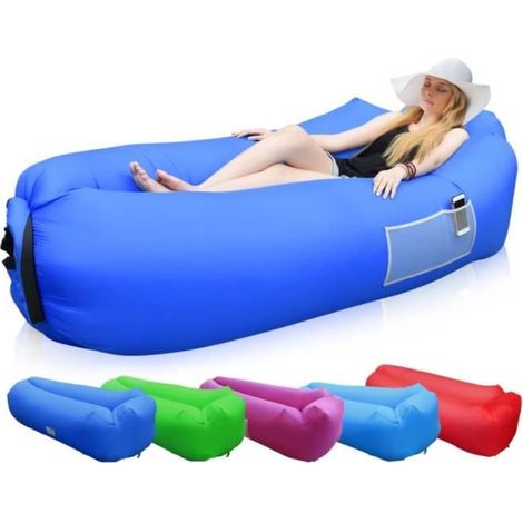 Hamac Gonflable - Sundom - Portable - 200x70cm - Idéal pour Camping et Plage (1/4)