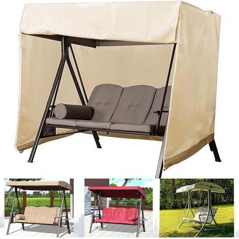 LaBlanc - Copertura per altalena da giardino a 2 posti, copertura per altalena da esterno Oxford impermeabile anti-UV, copertura protettiva per altalena (beige) - 160x120x170cm (1/5)