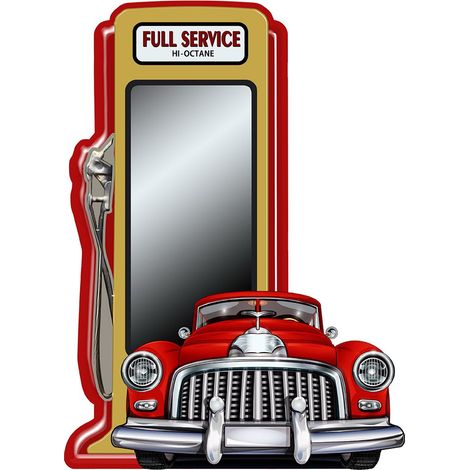 Grand Miroir Mural Décoratif en Métal Rouge et Beige 49 x 67 cm - PANGIVO