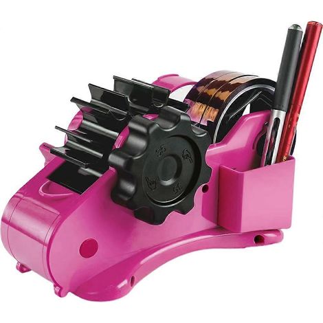 Halbautomatischer, rosafarbener, heißsiegelfähiger Klebebandabroller mit Stifthalter für Büro oder Lager. Geeignet für vorgeschnittenes 19-mm-Sublimationsklebeband (3/4 Zoll). (1/5)