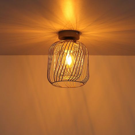 Deckenlampe industriell Wohnzimmerlampe Gitter Deckenleuchte Schlafzimmerleuchte, Metallgeflecht, 1x E27 Fassung, DxH 18 x 24,5 cm