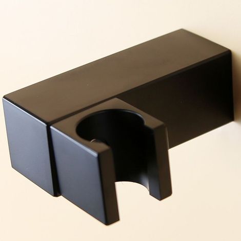 Duschhalterung in Mattschwarz, Wandhalterung für Duschkopf, Handbrausehalterung aus Messing (1/4)