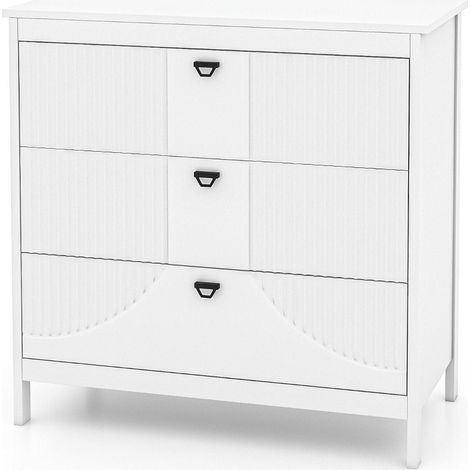 Holz kommode mit 3 schubladen metallgriffe modern sideboard schubladenschrank