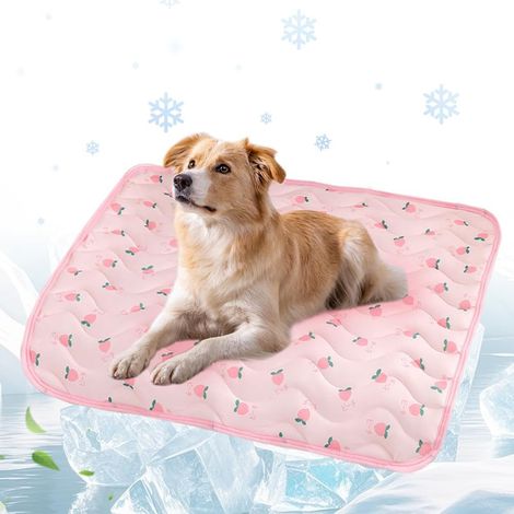 Tapis rafraîchissant portable soie glacée pour chien et chat, matelas pliable antidérapant lavable été,Rose,XS-30x40CM (1/5)