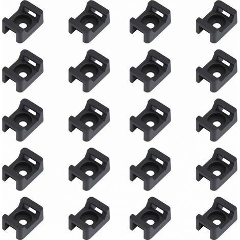 150PCS Attache de câble noir supports 23mmx16mm de type selle support de base de câble (1/4)