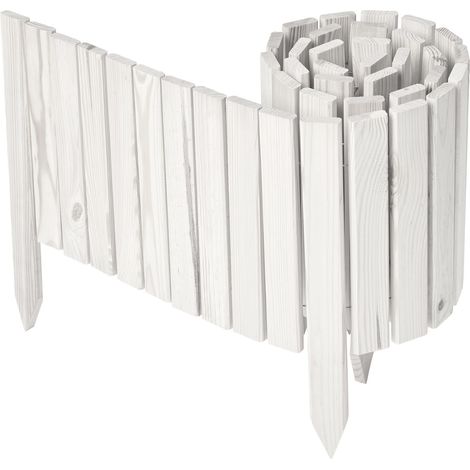 Garronda clôture de Jardin en Bois Bordure Jardin Cloture Jardin Exterieur, Palissade Bordurette Longueur: 200 cm GD-0149 (Blanc, Hauteur : 30 cm)